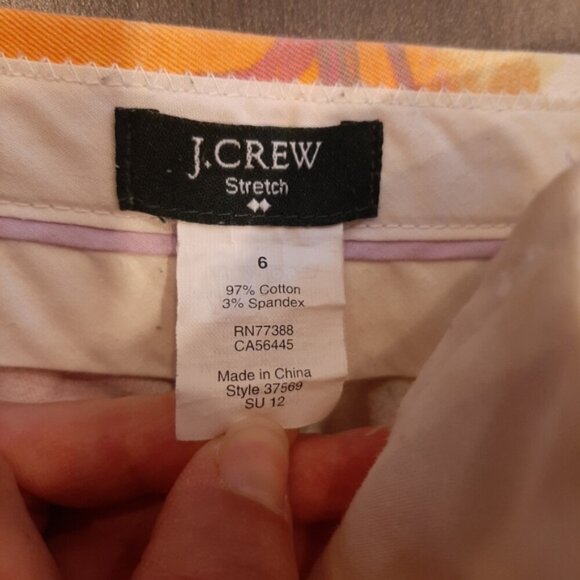 J CREW City Fit Stretch Chino Abstract Floral Watercolor Cotton Mini Size 6 - Picture 9 of 12